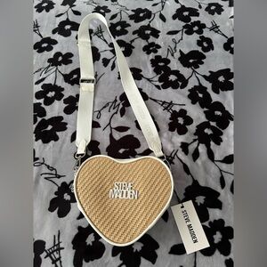 Steve Madden White and Tan Heart Crossbody Bag